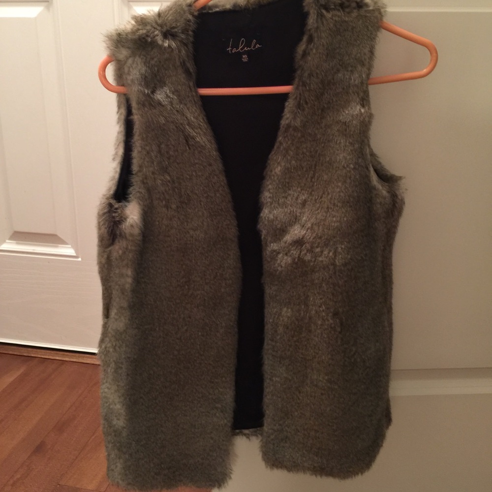 Aritzia Faux Fur Vest in Gray